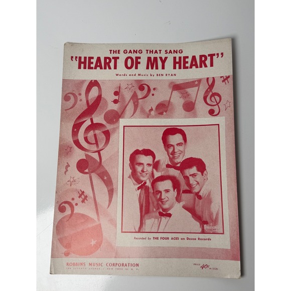 Robbins Music Corporation Other - The Gang That Sang Heart Of My Heart Sheet Music The Four Aces Ben Ryan Vintage